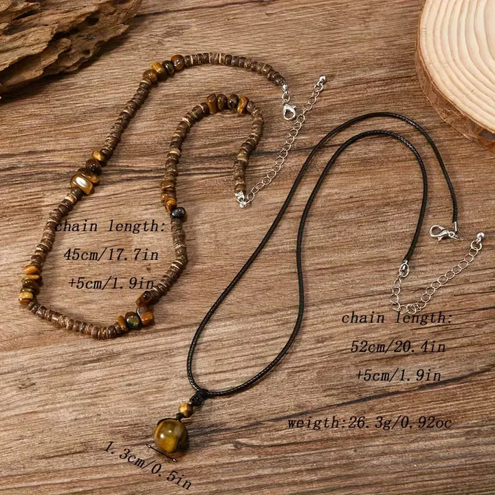 Layered Bead & Cord Necklace Set – Adjustable Two-Piece