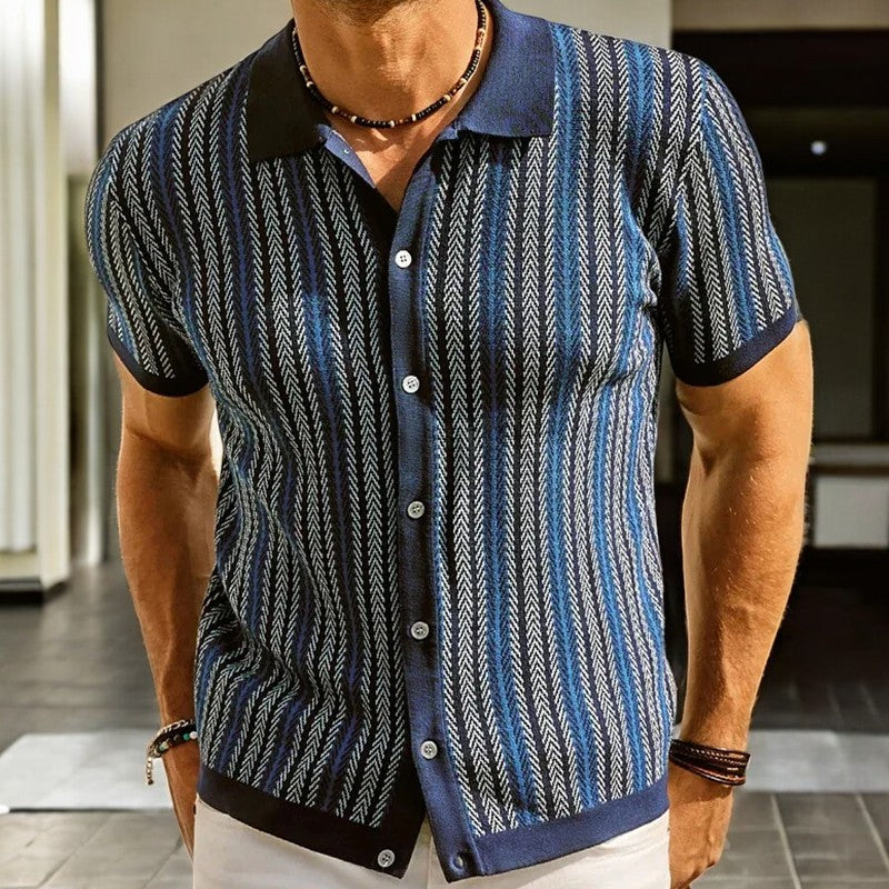 Men's Polo Shirt – Organic Cotton Knit Herringbone