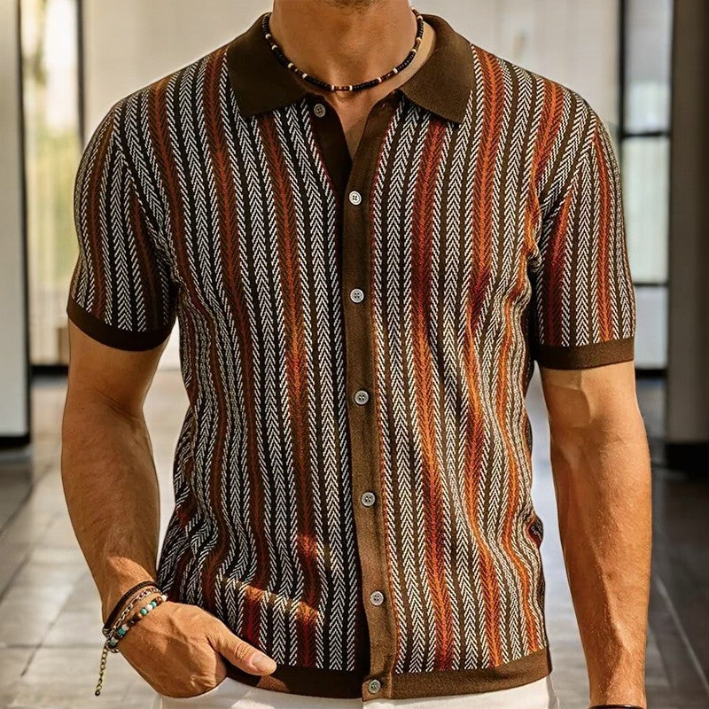 Men's Polo Shirt – Organic Cotton Knit Herringbone