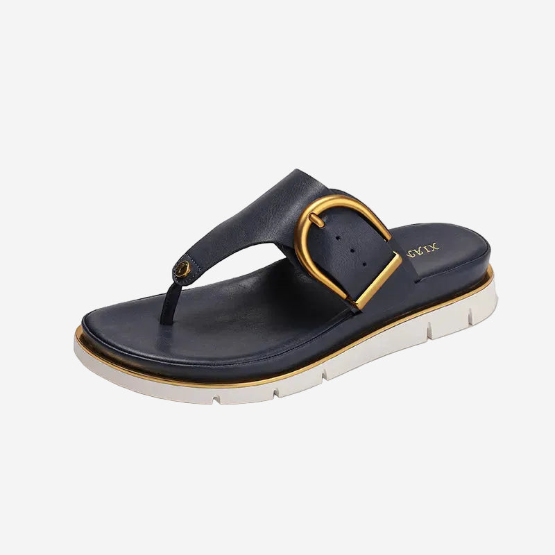 Platform Sandals Women – Buckle Toe-Post Slip-On Slides