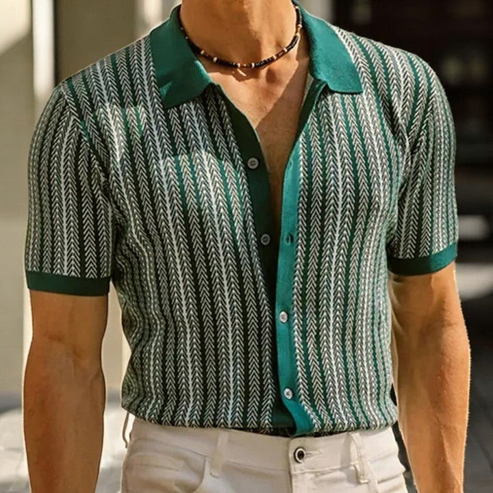 Men's Polo Shirt – Organic Cotton Knit Herringbone