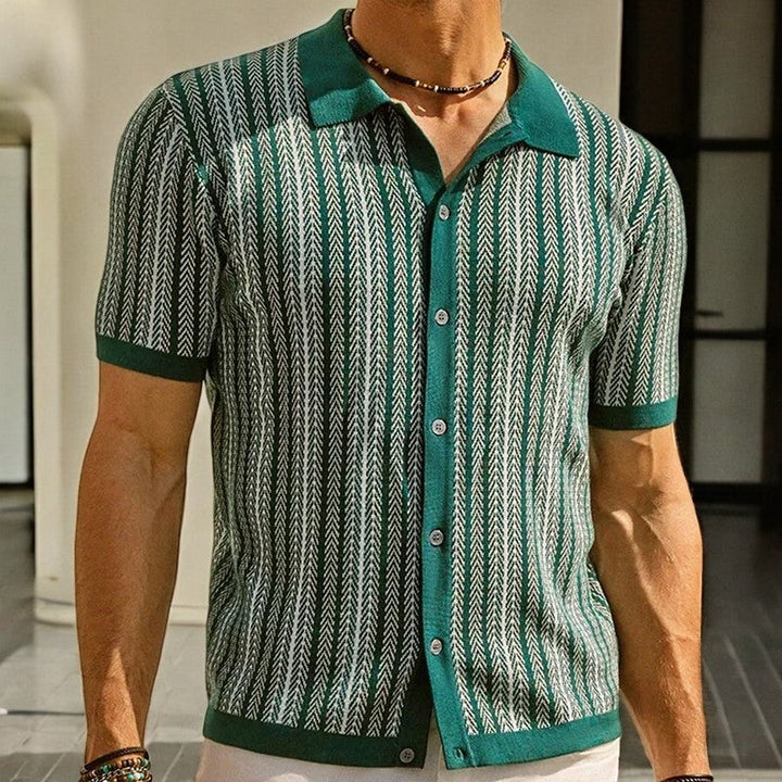 Men's Polo Shirt – Organic Cotton Knit Herringbone
