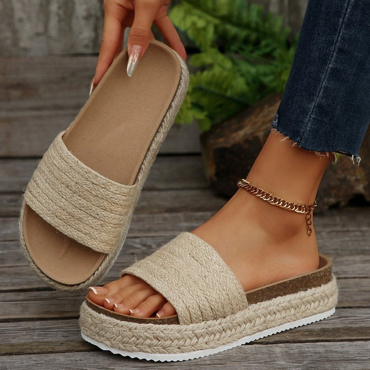 Platform Espadrille Sandals – Braided Jute Slip-On for Women