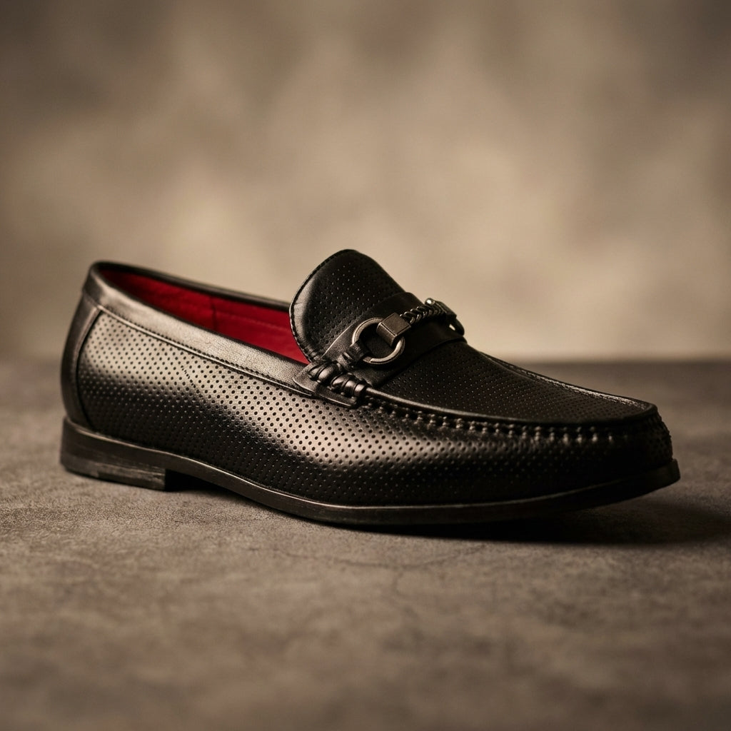 Men's Cowhide Leather Perforated Loafers – Cushioned Non-Slip Outsole