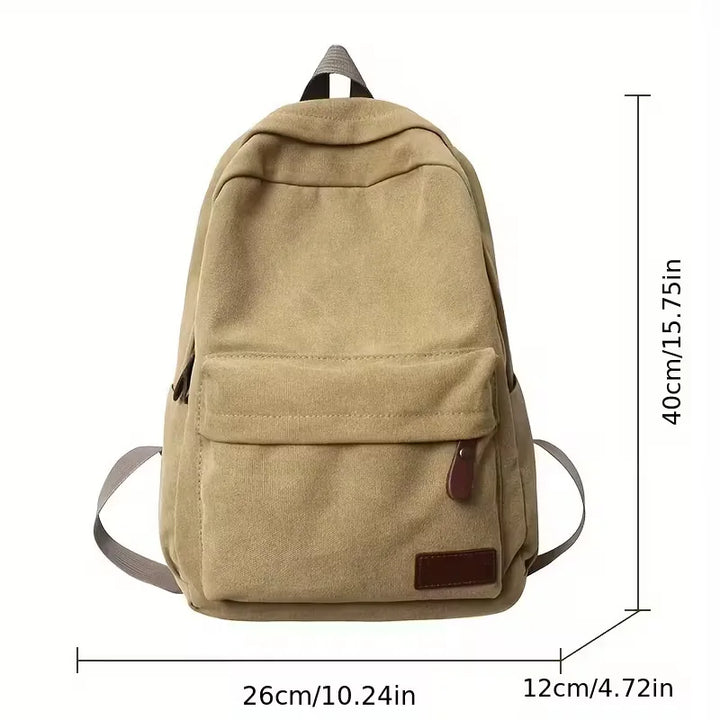 Men's Canvas Backpack with Front Pocket – Vegan Leather Patch