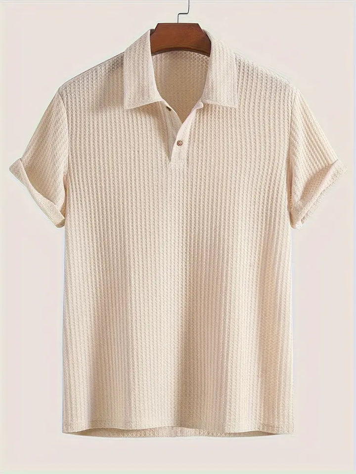 Men's Polo Shirt – Waffle Knit Relaxed Fit Short Sleeve