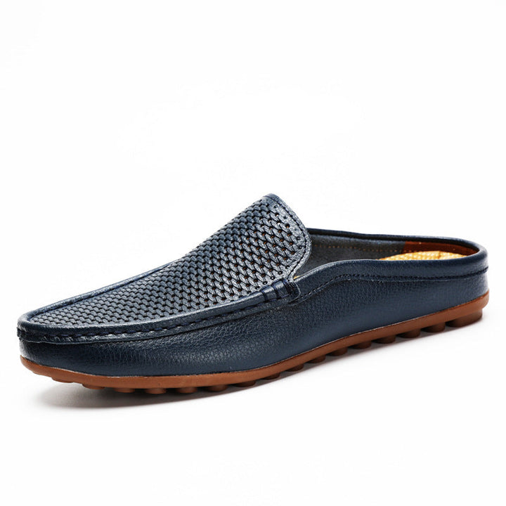 Men's Vegan Leather Slip-On Mule Loafer | Open Back Flat Shoe