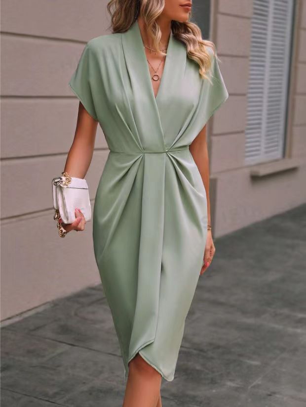 Wrap Midi Dress – Pleated Skirt & Surplice Tie-Waist