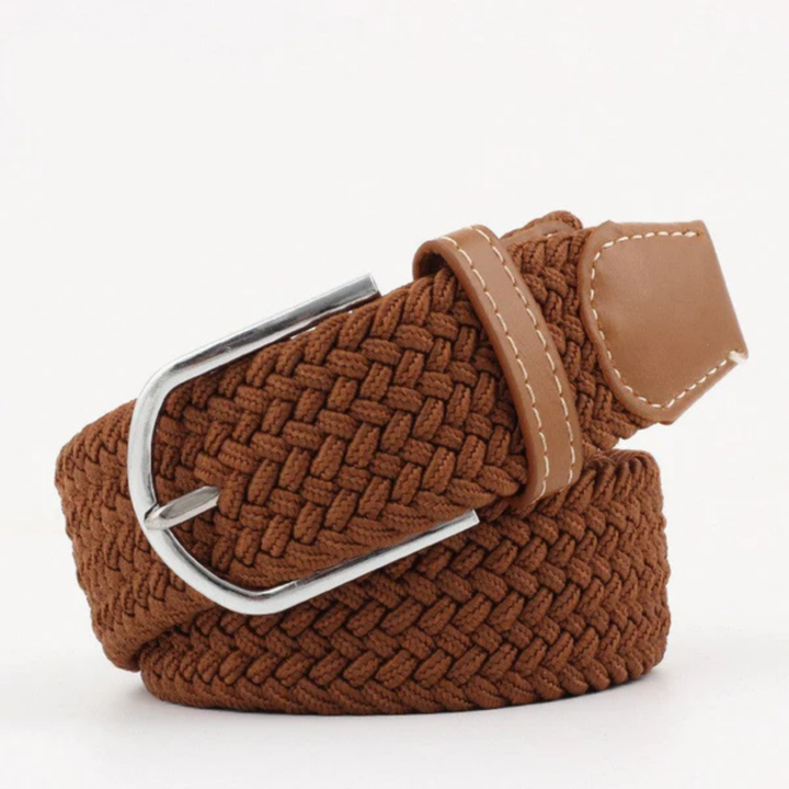 Men's Braided Canvas Belt – Leather-Tipped Adjustable Woven