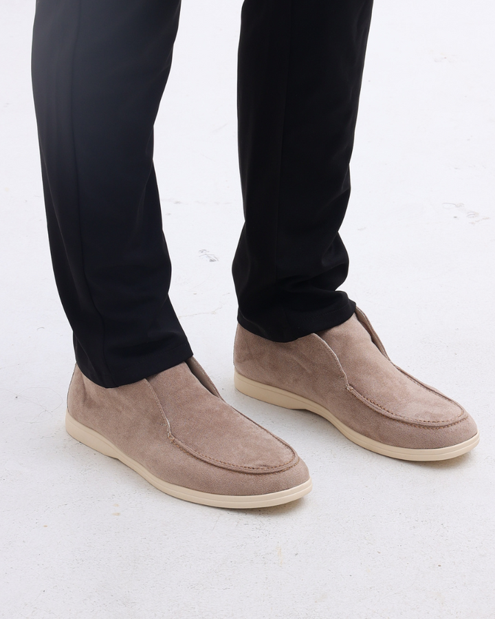 Men's Calf Suede Leather Loafers Slip-On – Full Leather Insole Stitch