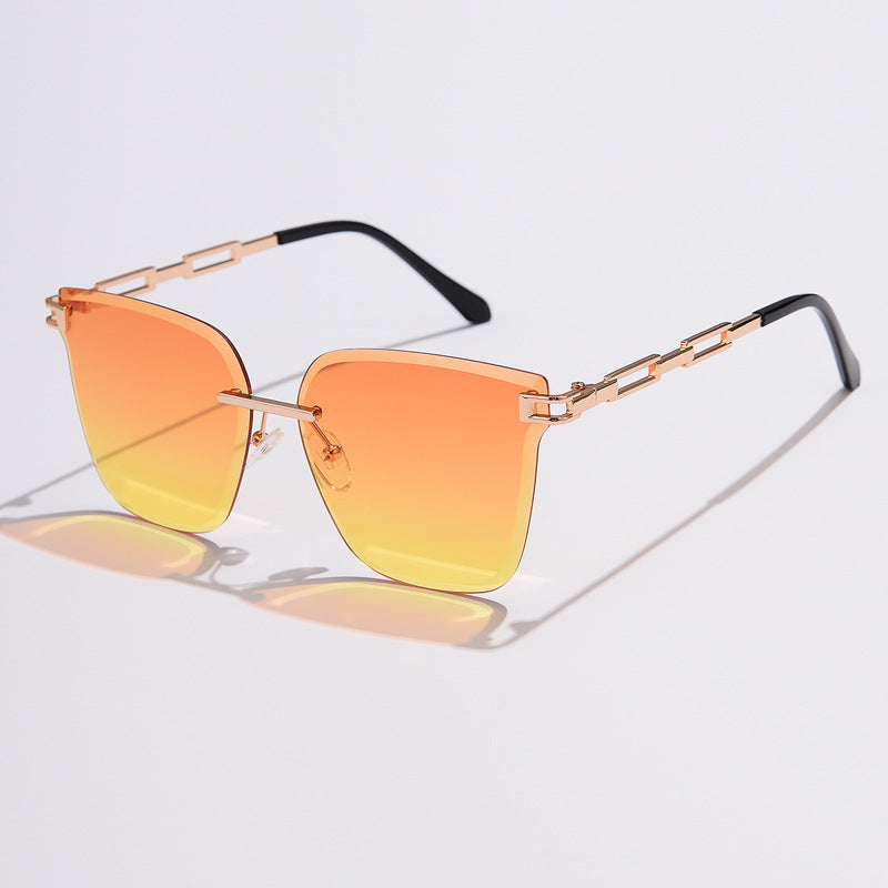 Rimless Frameless Metal Sunglasses – Hollow Gradient Lens Women