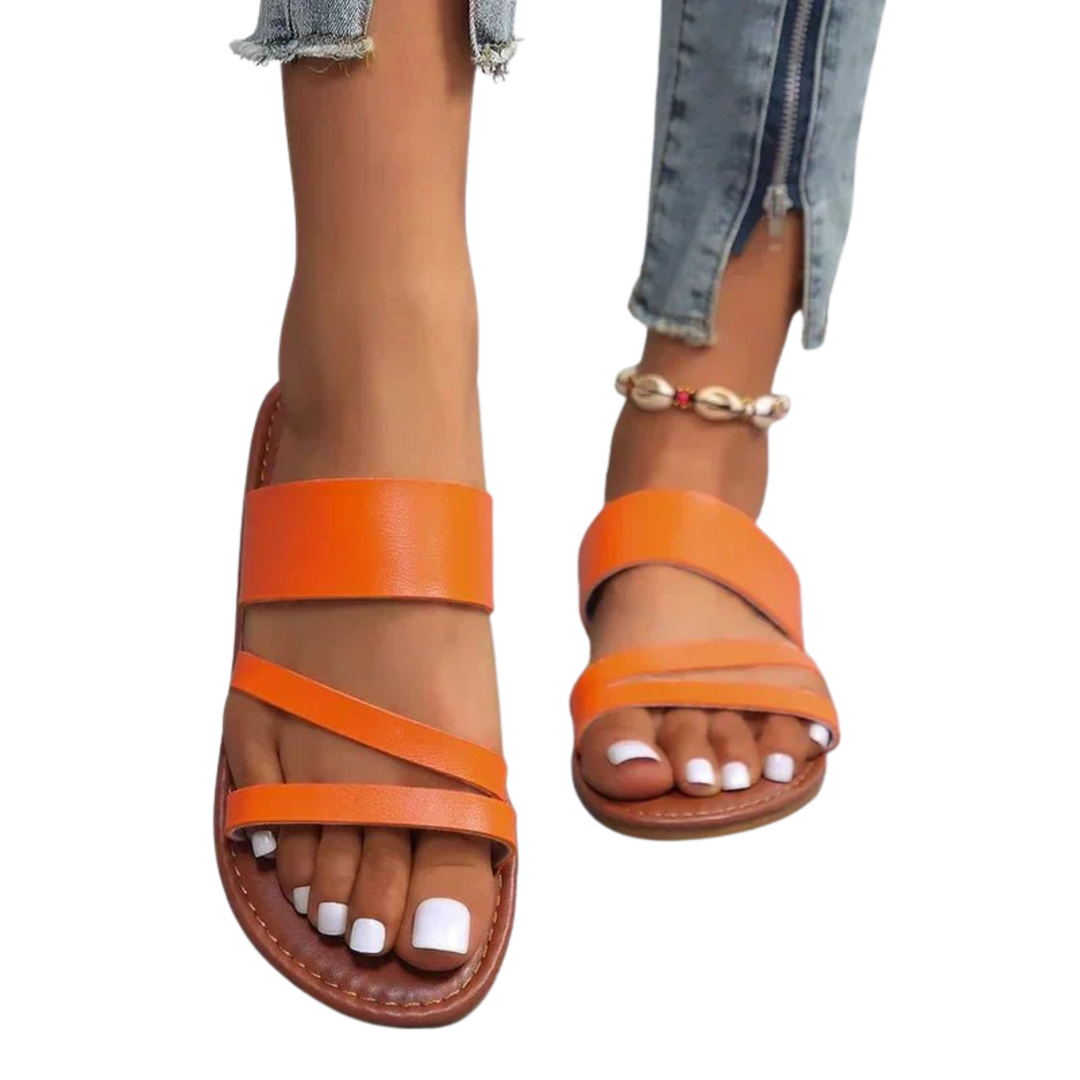 Women's Strappy Flat Sandals – Cushioned Multi-Strap