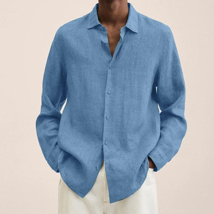 Long Sleeve Button-Up Shirt – Men's Spread Collar Relaxed Fit