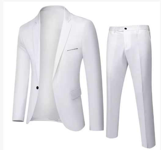 Men's Slim Fit Suit Woven Two-Piece Business Formal – Korean Tailored