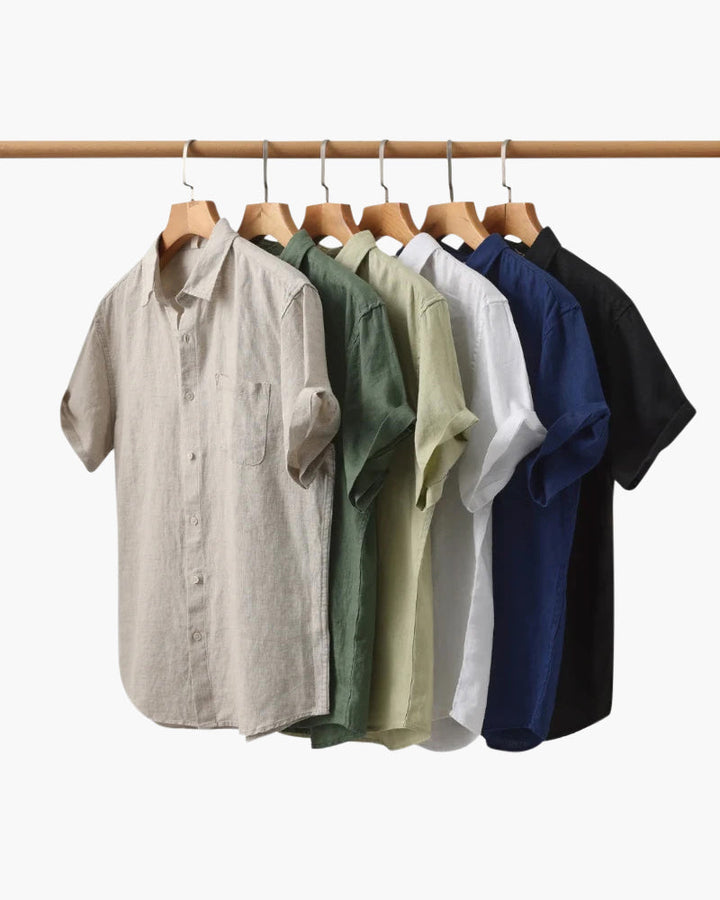 Men's Linen Short Sleeve Shirt – Relaxed Straight Fit
