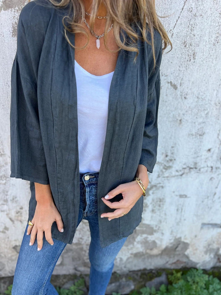 Women's Lightweight Open-Front Cardigan – Three-Quarter Sleeve