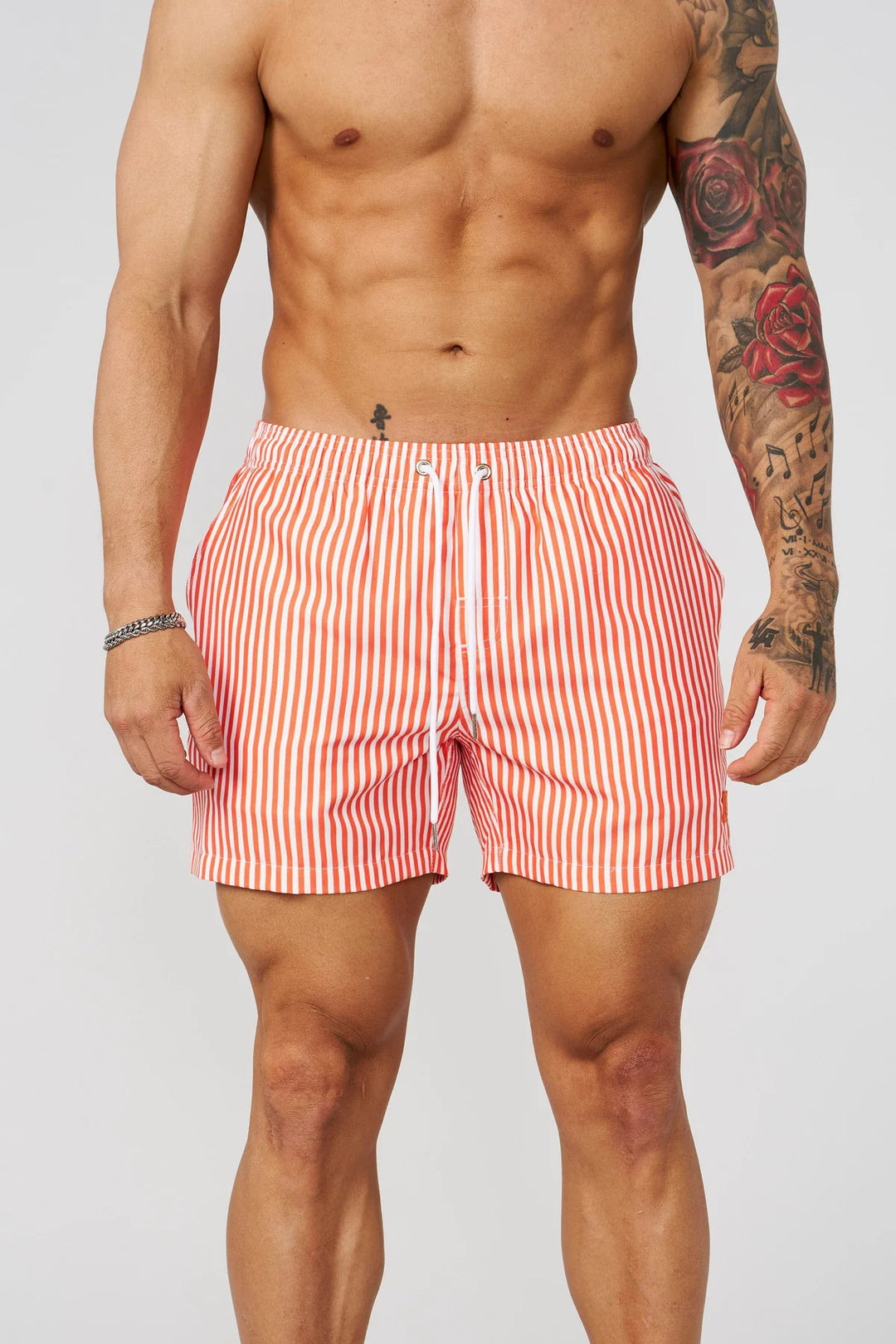 Men's Swim Shorts – Vertical Stripe Quick-Dry Drawstring