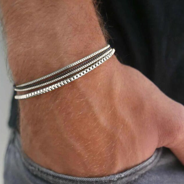 Stainless Steel Bracelet Set – Layered Box Chain Women