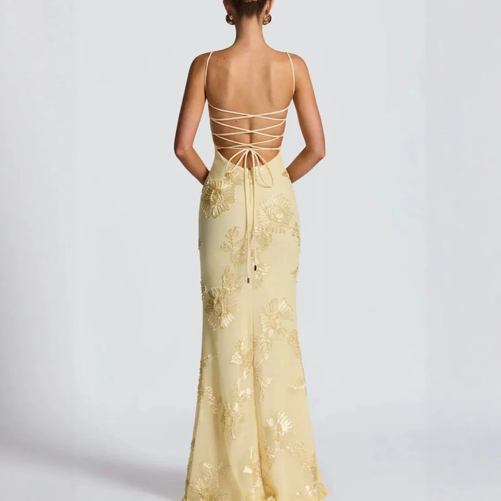 Maxi Dress – Sheer Floral Mermaid, Structured Fit Women&
