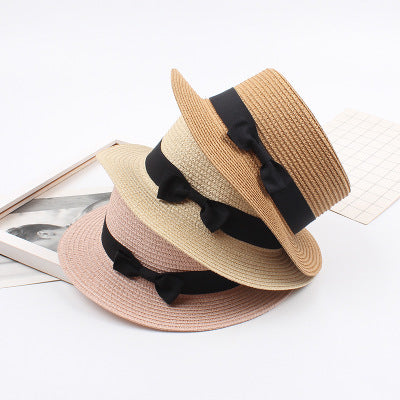 Straw Boater Hat – Women's Structured Ribbon Sun Hat