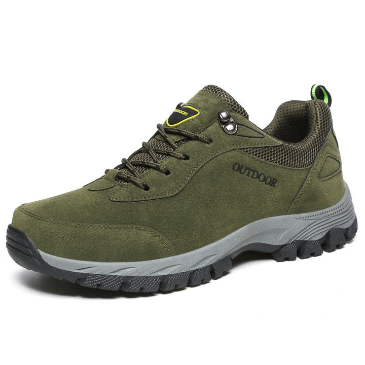 Men's Low-Cut Hiking Shoes – Suede Panel Lace-Up Rubber Outsole