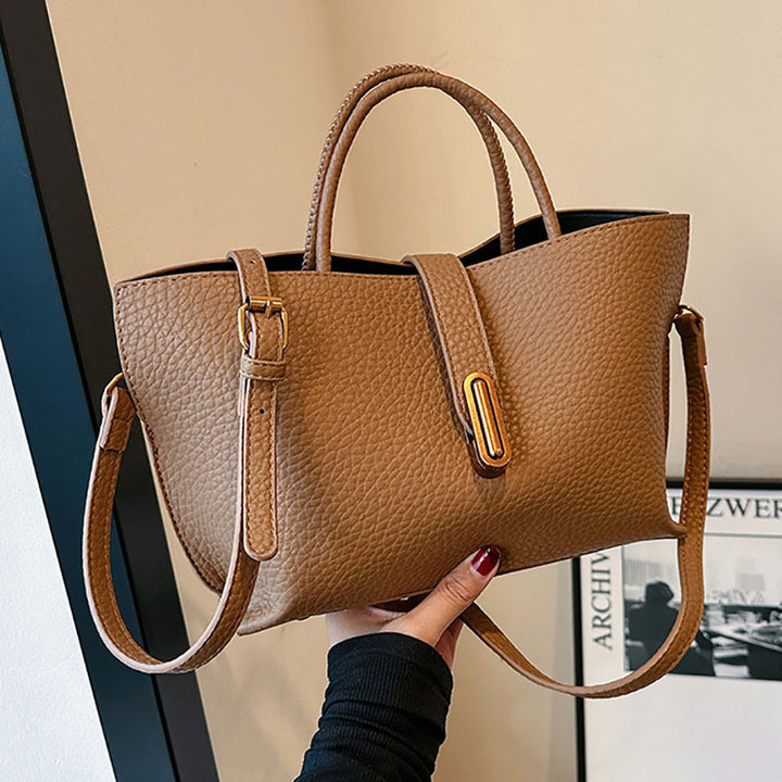 Women's Pebbled Leather Bucket Tote Bag – Zipper Top High Capacity