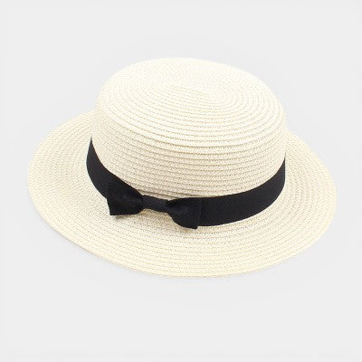 Straw Boater Hat – Women's Structured Ribbon Sun Hat