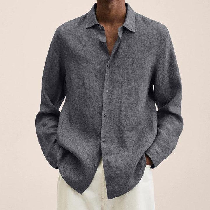 Long Sleeve Button-Up Shirt – Men's Spread Collar Relaxed Fit