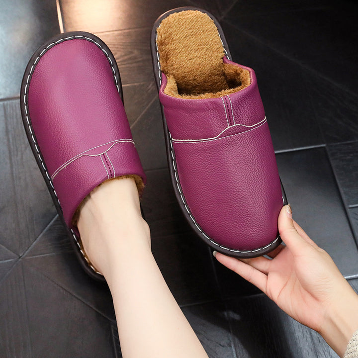 Men's Leather Slippers – Non-Slip Sole & Cozy Indoor Comfort