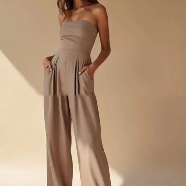 Women's Strapless Wide-Leg Jumpsuit Backless – Tube Top Loose Overall
