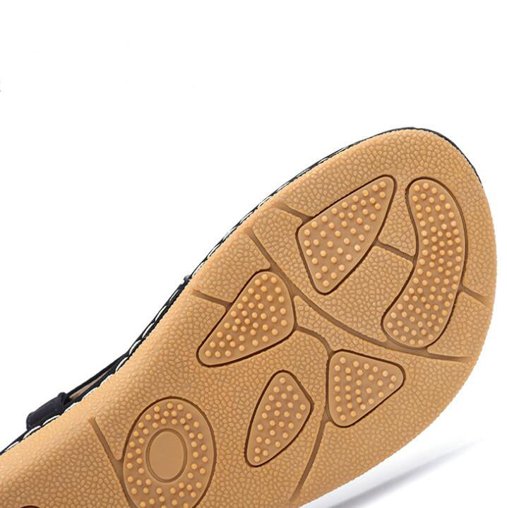 Women's Arch Support Flat Sandals Adjustable T-Strap – Massaging Footbed