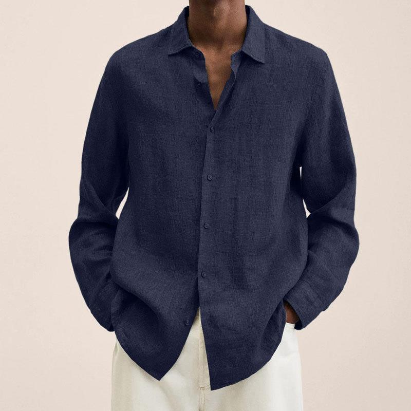 Long Sleeve Button-Up Shirt – Men's Spread Collar Relaxed Fit