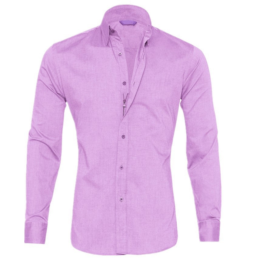 Men's Oxford Cotton Shirt – Hidden Zipper Button-Front