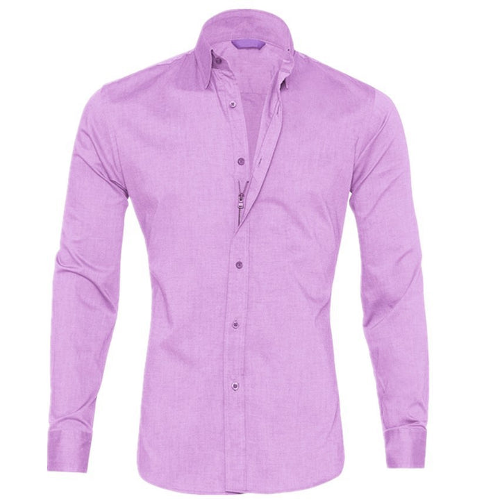 Men's Oxford Cotton Shirt – Hidden Zipper Button-Front