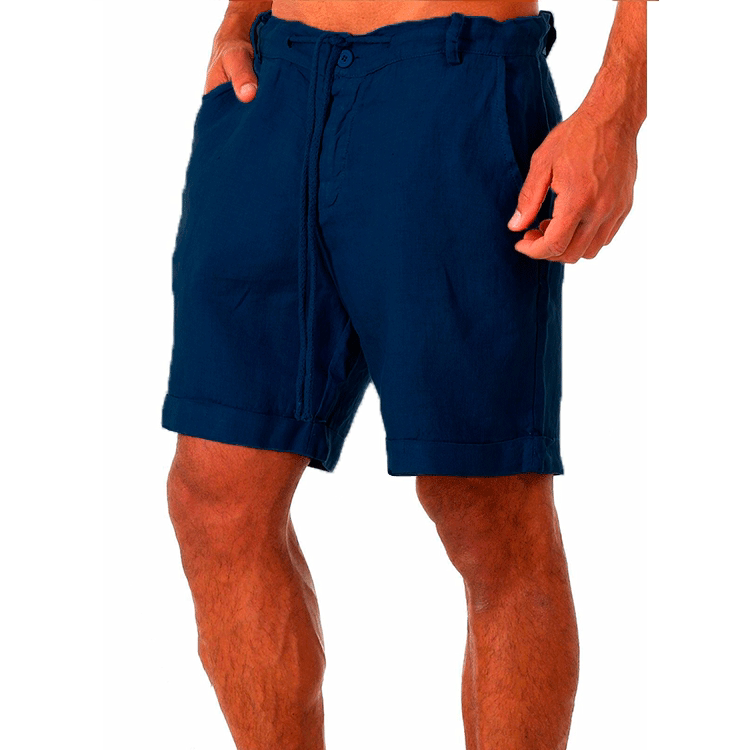 Men's Drawstring Linen Shorts – Relaxed Fit Lightweight Casual Summer