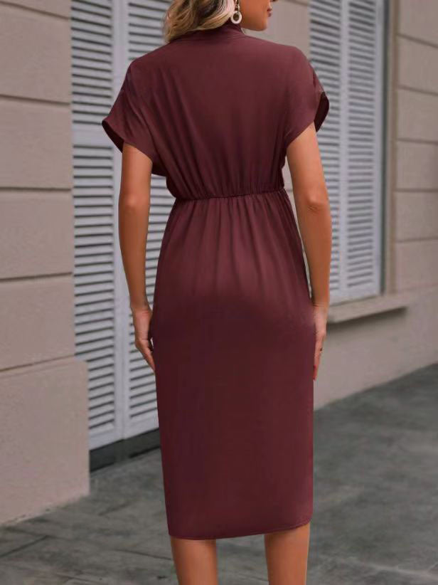 Wrap Midi Dress – Pleated Skirt & Surplice Tie-Waist