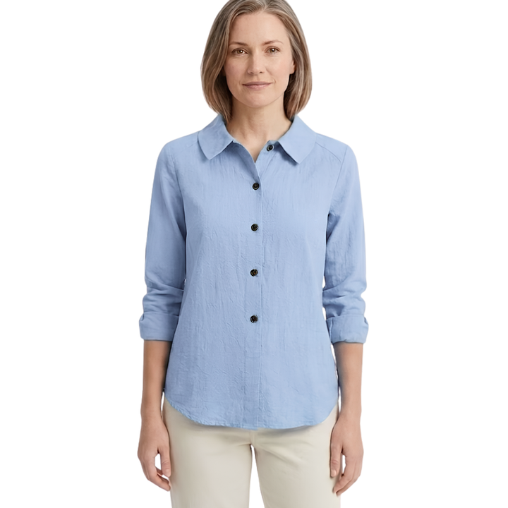 Women's Overshirt Relaxed Fit Shirt Jacket – Contrast Roll-Up Sleeves