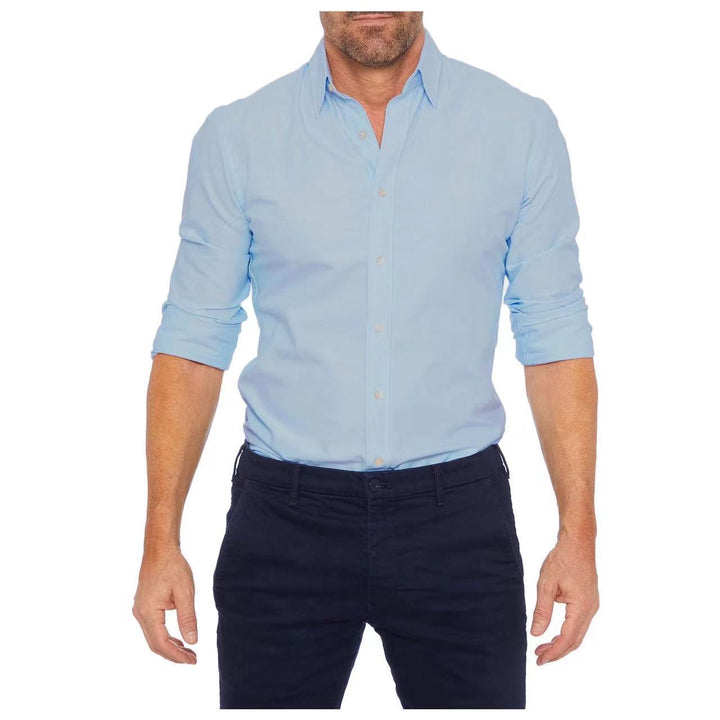 Men's Oxford Cotton Shirt – Hidden Zipper Button-Front