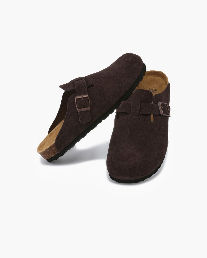 Men's Calf Suede Leather Clogs Slip-On – Comfortable Casual Footwear