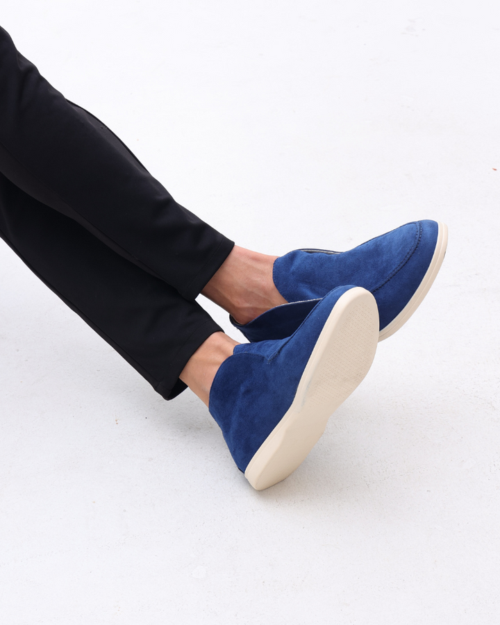 Men's Calf Suede Leather Loafers Slip-On – Full Leather Insole Stitch