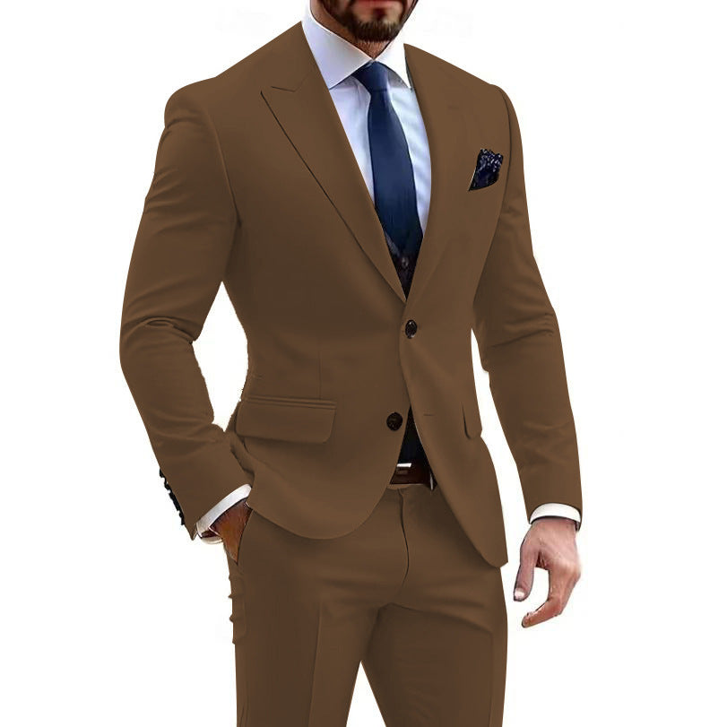 Men's Two Piece Suit – Tailored Textured Structured Formal