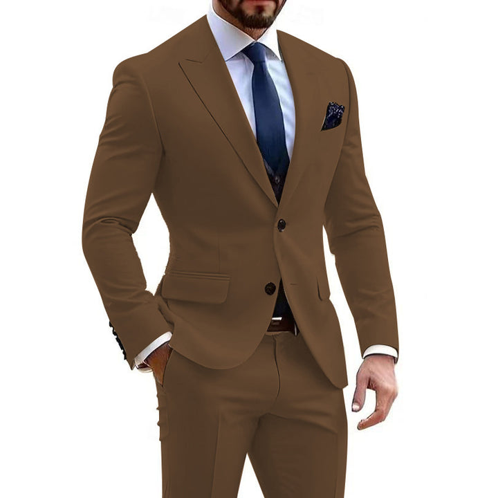 Men's Two Piece Suit – Tailored Textured Structured Formal