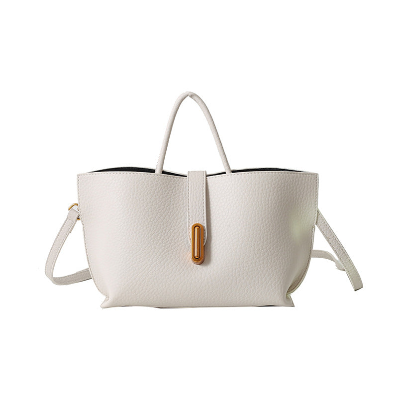 Women's Pebbled Leather Bucket Tote Bag – Zipper Top High Capacity