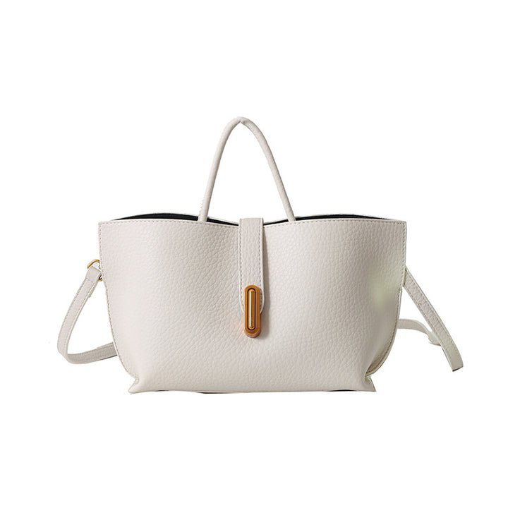 Women's Pebbled Leather Bucket Tote Bag – Zipper Top High Capacity
