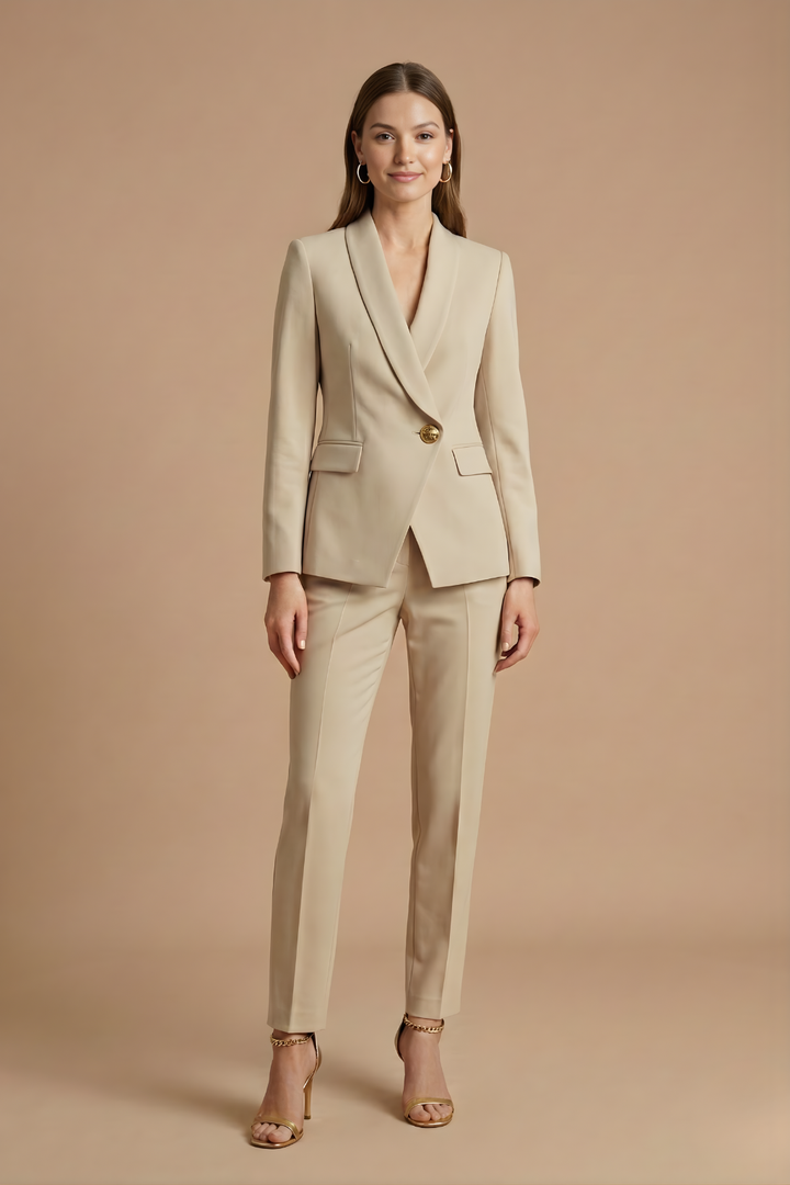 Women's Shawl Lapel Blazer Straight Leg Trousers Suit – Co-Ord Set