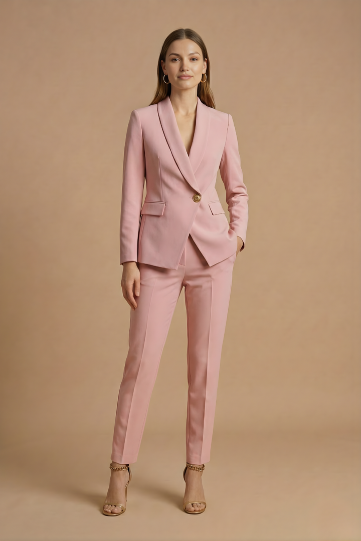 Women's Shawl Lapel Blazer Straight Leg Trousers Suit – Co-Ord Set