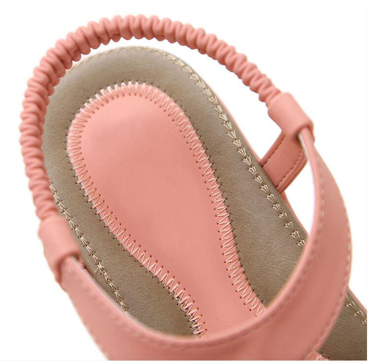 Women's Arch Support Flat Sandals Adjustable T-Strap – Massaging Footbed
