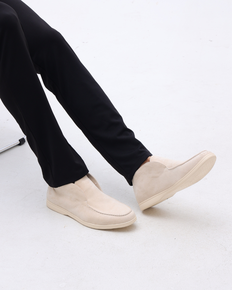 Men's Calf Suede Leather Loafers Slip-On – Full Leather Insole Stitch