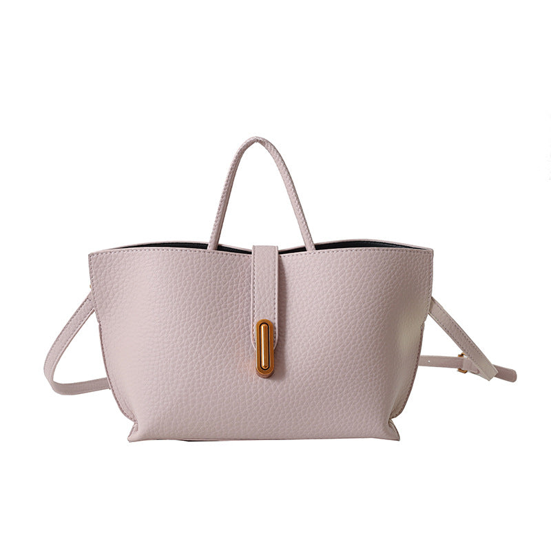Women's Pebbled Leather Bucket Tote Bag – Zipper Top High Capacity