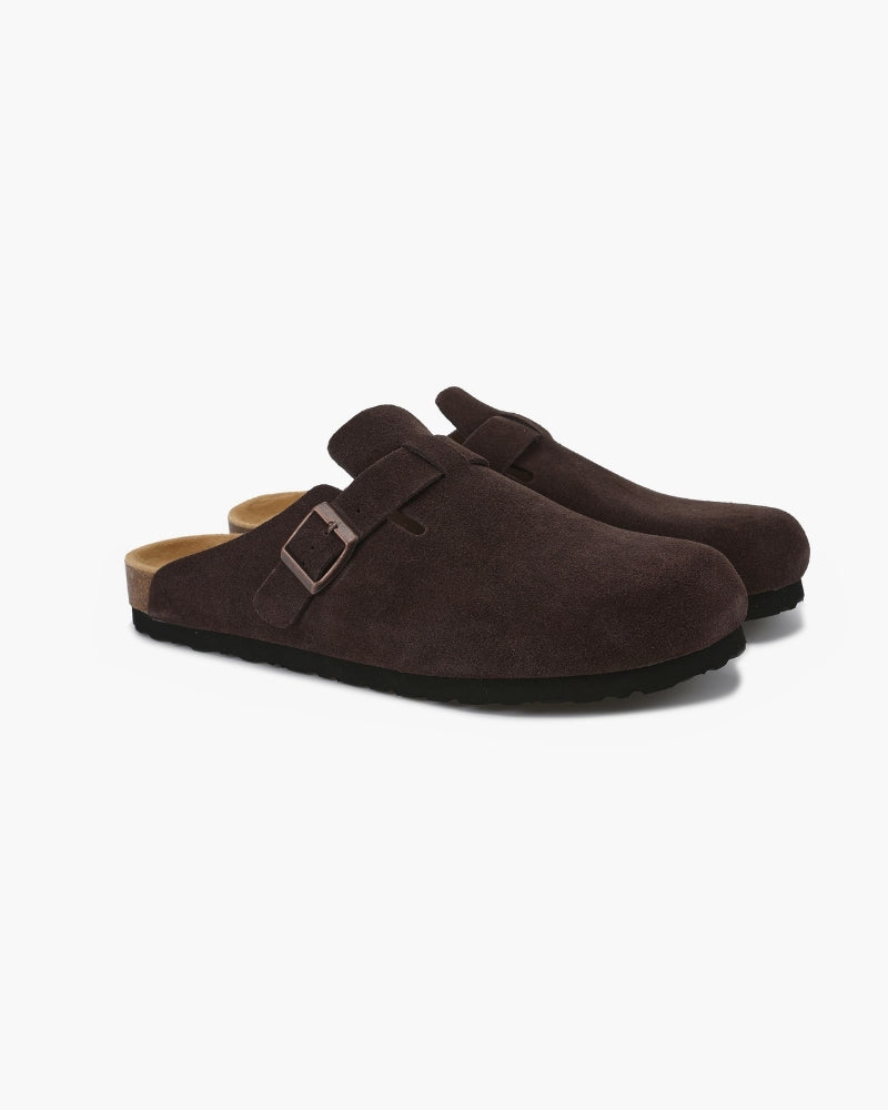 Men's Calf Suede Leather Clogs Slip-On – Comfortable Casual Footwear